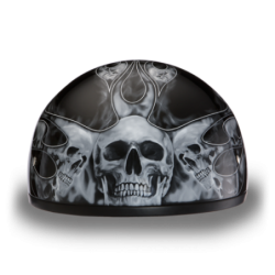 D6 SKULL FLAMES SILVER